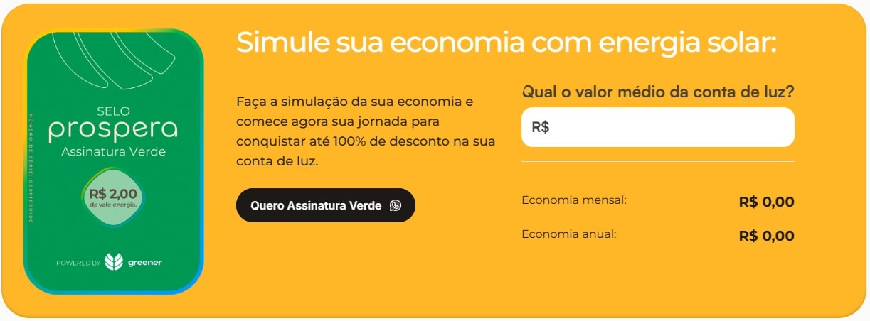 Simule seu desconto, assinar energia verde